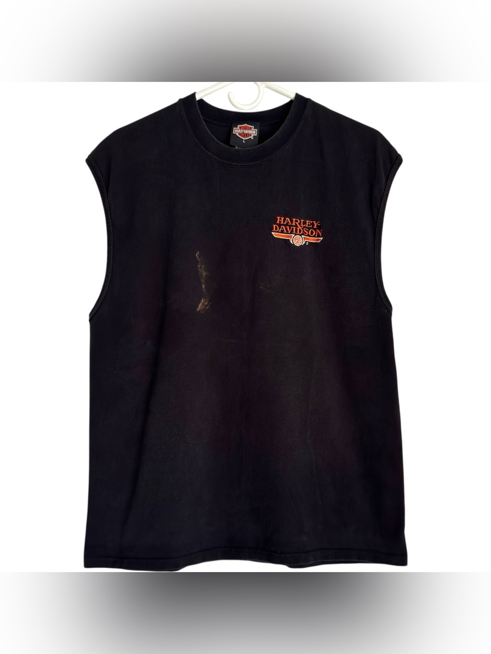 Vintage Harley-Davidson Black Muscle Tank Embroidered Large Mens Daytona Florida